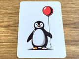 Postkarte Pinguin Ballon (Gutrath, abgerundete Ecken)