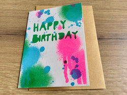 Briefkarte Happy Birthday Kleckse