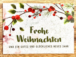 Postkarte Graspapier Frohe Weihnachten und..