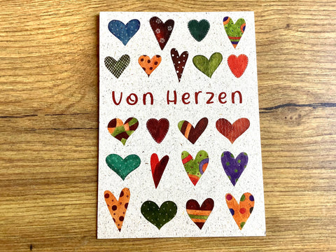 Postkarte Graspapier Von Herzen