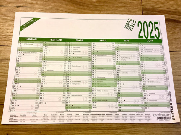 Wandtafelkalender A4 Zettler 2025