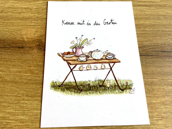 Postkarte Komm mit in den Garten (Erichsen)