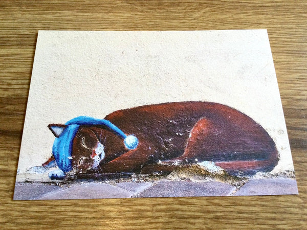 Postkarte Katze mit Schlafmütze (G. Gürtler)