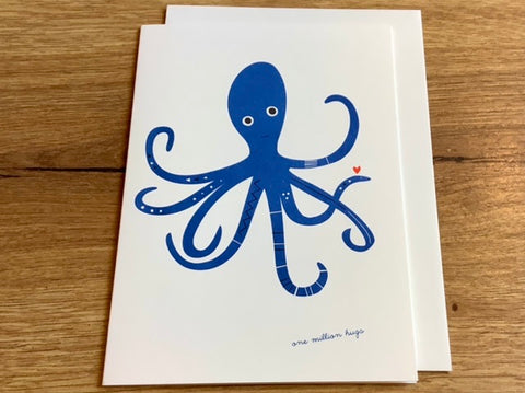 Grußkarte Blue Octopus Million hugs (pleased to meet)